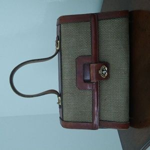 Vintage John Romain Tweed/Leather Handbag Purse 1969